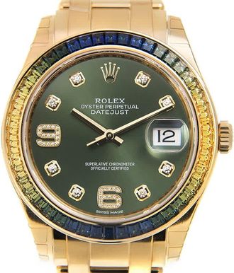 Rolex Datejust Green Diamond Dial 18K Yellow Gold Automatic Watch 86348GNDPM