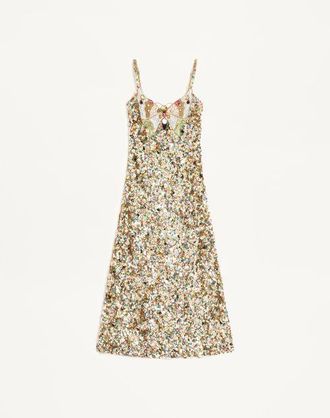 Valentino Abito Midi In Tulle Illusione Ricamato Donna MULTICOLOR 38