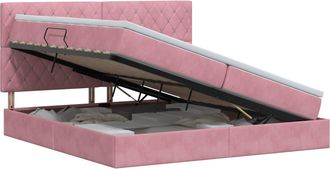vidaXL Cama Con Almacenamiento Y Colch&oacute;n Rosa 200 X 200 Cm Terciopelo Vidaxl