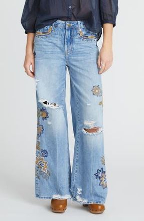 Free People Marlena Copper Magnolia Wide Leg Jeans in Light Wash at Nordstrom Rack, Size 26