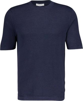 Boglioli Navy Katoen-Zijde Blend T-Shirt - Heren - T-shirts - Blauw - XL - Katoen - Tops