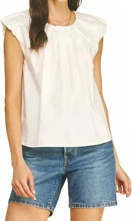 Pinch Design Pleated Flutter Sleeve Blouse In White