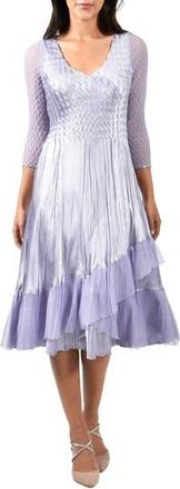 Komarov V-Neck Three-Quarter Sleeve A-Line Midi Dress in Lilac at Nordstrom Rack, Size X-Large