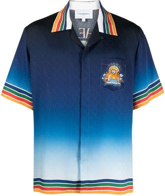 Casablanca For The Peace-print shirt - men - Silk - M - Blue