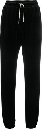 Alexandre Vauthier rhinestone-drawstring velvet track pants - women - Elastane/Polyester/Polyester/Elastane - S - Black