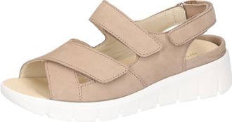 Waldl&auml;ufer Keilsandalette WALDL&Auml;UFER K-Adea, Damen, Gr. 4,5 (37,5), beige (hellbeige), Nubukleder, unifarben, Schuhe Keilsandalette, in Komfortweite K f&uuml;r den be