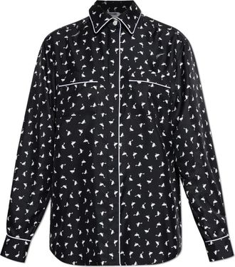 Moschino Silk Shirt With Print - Dames - Overhemden - Zwart - M - Leer - Overhemden