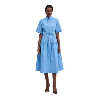 Karl Lagerfeld Kleedjes, Dames, Blauw, L, Katoen, Midi Shirt Dress