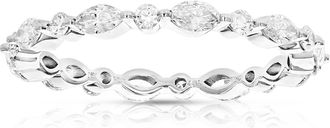 Vir Jewels 1 cttw Round And Marquise Lab Grown Diamond Eternity Ring Wedding Band in 14K White Gold For Women