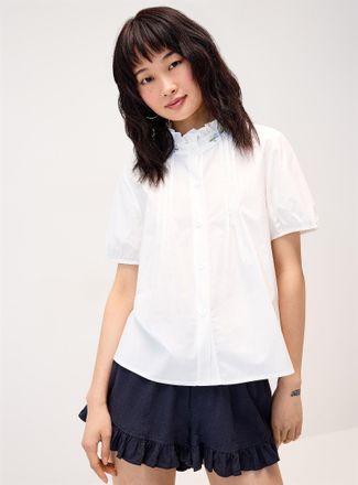 Twik Womens Floral embroidery collar blouse