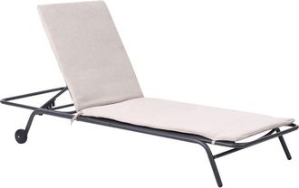 Beliani Tumbona De Jard&iacute;n Con Estructura De Metal Gris Oscuro Y Tejido Olef&iacute;nico Reclinable Beige Volterra