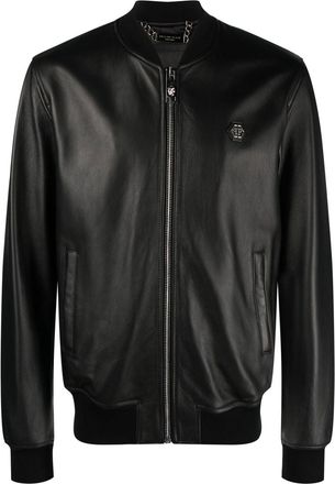 Philipp Plein Billy leather bomber jacket - men - Sheepskin/Cupro - M - Black