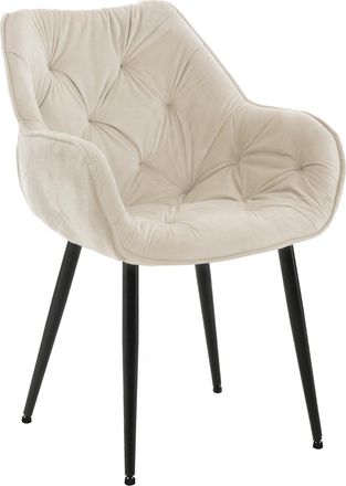 Clp Silla con patas de metal y asiento en Terciopelo Crema