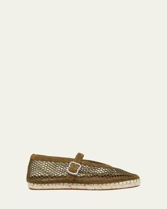 Alaia Fishnet Suede Mary Jane Espadrilles