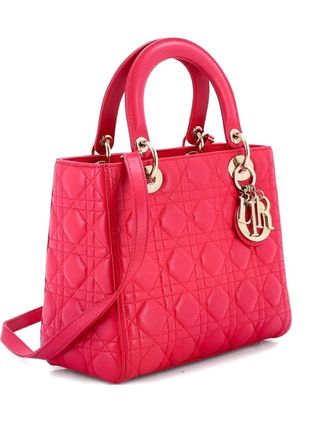 Dior Lady Dior Bag Cannage Quilt Lambskin Medium satchel - women - Calf Leather - One Size - Pink