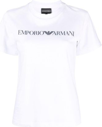 Emporio Armani logo-print short-sleeve T-shirt - women - Organic Cotton - S - White