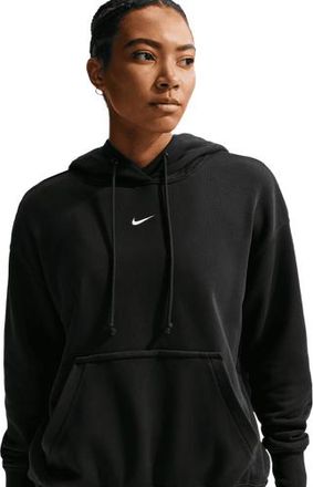 Nike Womens Phoenix Fleece OS Pullover Hoodie - Black/White Size XL