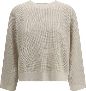 Brunello Cucinelli Cream Cotton Womens Sweatshirt