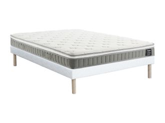 Vente-Unique Conjunto 140 x 190 cm somier tapizado + colch&oacute;n muelles ensacados y memoria de forma 21 de densidad &eacute;p.21cm - VITOGO de YSM&Eacute;E