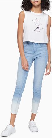 Calvin Klein Womens Skinny Fit High Rise Dip-Dye Ankle Jeans - Blue - 32
