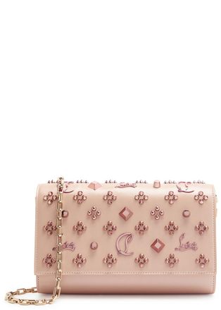 Christian Louboutin Paloma Embellished Leather Clutch - Tan - One Size