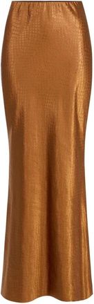 Elisabetta Franchi Rokken, Dames, Bruin, XL, Satijn, Satijnen Rok met Schaalachtige Textuur