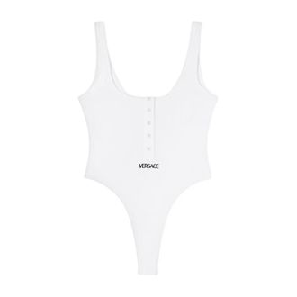 Versace Body, female, White, Size: XL Ribbed Cotton Top