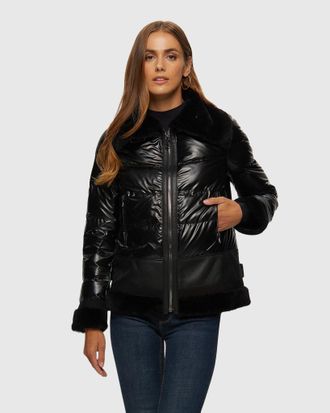 Gorski QUILTED JACKET WITH MERINO SHEARLING LAMB TRIM