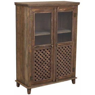 Wanderlust Deco Armario De Madera Marr&oacute;n De 2 Puertas 80x36x115h Cm