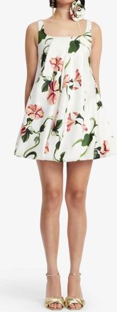 LEO LIN Suki Puff Mini Dress In Vine Print In Snow