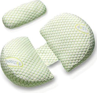 OEM Almohada De Embarazo, Forma De W, Cu&ntilde;a Con Inclinaci&oacute;n De 30&deg;, Incluye Coj&iacute;n Ajustable, Cu&ntilde;a Ajustable, Espalda Y Piernas, Funda Lavable, Verde