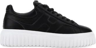 Hogan White Padded Collar Textured Sole Sneakers