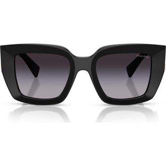 Miu Miu 51mm Square Gradient Sunglasses in Black /Gradient Grey at Nordstrom