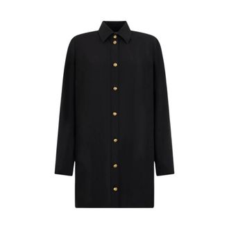 Roberto Cavalli Shirts, female, Black, Size: 2XS Long Wool-Blend Shirt