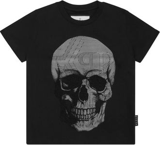Philipp Plein Strass Skull T-Shirt - kids - Cotton - 12 yrs - Black