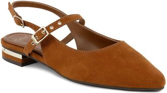 Jones New York Womens Slingback Flats - Classic Pointed Toe Dress Shoes with Back Straps and Low Heel, Tan, 5.5 UK