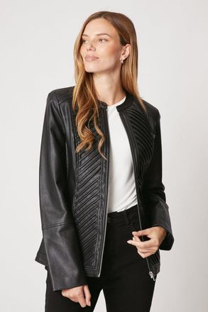 Wallis Womens Black Faux Leather Pleat Detail Jacket - Size 8 UK