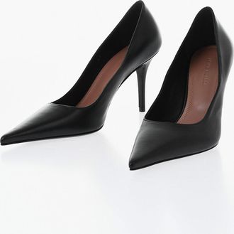 Amina Muaddi Solid-Color Leather Pumps BARBARA, 9 cm Heel Amina Muaddi