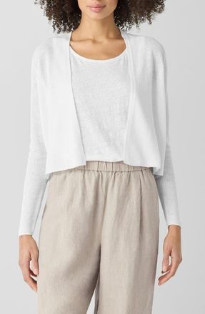Eileen Fisher Organic Linen & Organic Cotton Cardigan in White at Nordstrom, Size Xx-Small