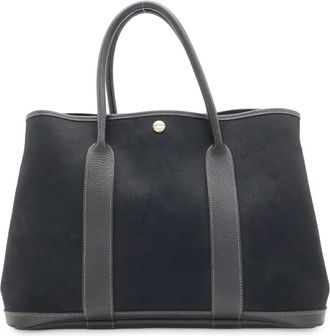 Herm&egrave;s Black Toile Officier Handbag Shoulder Bag Tote Bag (Pre-Owned)
