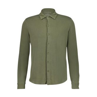 Majestic Filatures Army Green Longsleeve Shirt - Heren - Casual Overhemden - Groen - S - Katoen - Overhemden