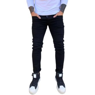 Generic UIKIFY Black Jeans Mens Mens Tapered Jeans for Men UK,Skinny Slim Fit Elasticated Waist Denim Trousers,Mens Straight Leg Regular Fit Elastic Waisted W