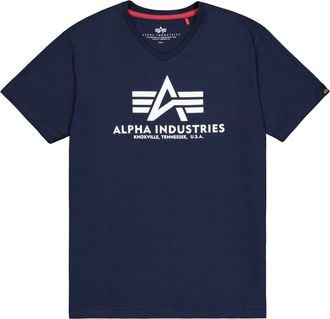 Alpha Industries T-Shirt ALPHA INDUSTRIES Basic T-Shirt BL V-Neck, Herren, Gr. XL, blau (ultra navy), Obermaterial: 100% Baumwolle, Shirts T-Shirt