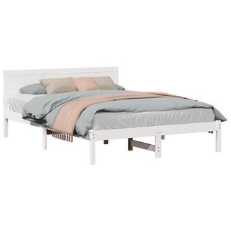 Berkfield Home White White Pine Bed Frame White Wood 150 x 200 cm Durable