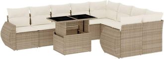 vidaXL Juego De Sof&aacute;s Jard&iacute;n Con Cojines Beige 10 Pzas Rat&aacute;n Sint&eacute;tico Vidaxl