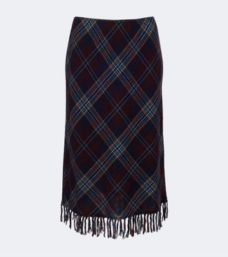 D&ocirc;en D&ocirc;en Elowette fringed plaid midi skirt