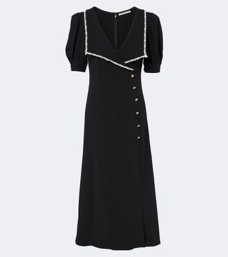Alessandra Rich Lace-trimmed cady midi dress