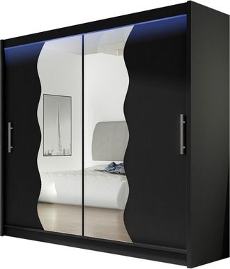 Mirjan24 Mobilier1 - Armario Closico 125, Negro, 215x180x57cm, Puertas De Armario: Correderas, N&uacute;mero De Estantes: 0, Led