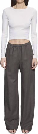 Enza Costa Supima Baby Rib Long Sleeve Cropped Top In Pearl Grey