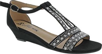 Bellini Larris Rhinestone Wedge Sandal in Black at Nordstrom Rack, Size 6.5